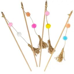 Іграшка  для котів Agility вудочка дерев'яна з джгутом, бубонами та дзвіночком 40 см (30100-8)