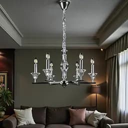 Підвісна люстра-свічка Splendid Ray L9051/6 (SILVER), кришталева, 6 ламп E14, Ø62 см, хром - мініатюра 2