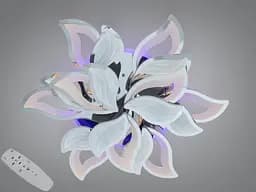Стельова LED люстра квітка хром 225 Вт пульт 40 м²