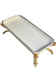 Керамическое блюдо 1565 G для сервировки с декоративной подставкой 30х12,5см