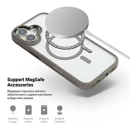 Чехол Apple iPhone 17, Unit MagSafe, серый, прозрачный, магсейф, противоударный, магнитный, панель-накладка с поддержкой MagSafe, с поддержкой беспроводной зарядки, TPU+PC, защита всего корпуса, ударопрочный, ArmorStandart (ARM86285) - мініатюра 4