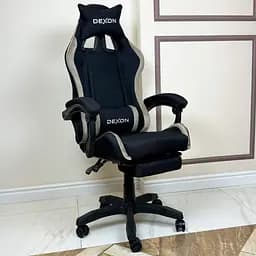 Геймерське крісло DEXON ONYX з підставкою для ніг, з тканини+велюрові вставки Cofee