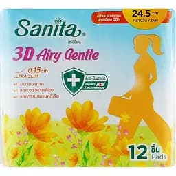 Гигиенические прокладки Sanita 3D Airy Gentle Slim Wing с крылышками 24.5 см 12 шт.