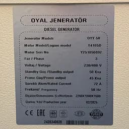 Дизельний генератор OYAL OYY-50 YANG DONG Y4105D 50KVA/40KW, Альтернатор OYL224D, AVRXS460, витрата 75% навантаження - 8,2 літрів/годину, 230/400V, 50Hz (AVR+ATS) 2300*950*1400mm, 950kg, 140L - мініатюра 3