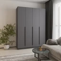 Шкаф 4-дверный MebelStar Оскар ДСП BG, дополнительная штанга 160x52x220 см Антрацит (MBS-4660)