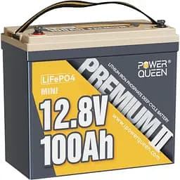 Акумулятор Power Queen LiFePO4 12V (12.8V/100Ah/1280Wh) (P12V100-PREM-16-A60-DE) [164656]