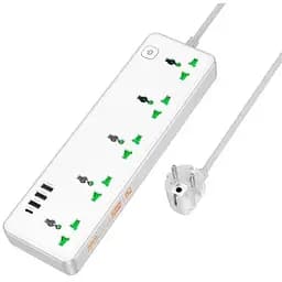 Удлинитель сети Hoco AC13A на 5 розеток 3USB/1Type-C 10A 250V 1.5 м 2500W белый