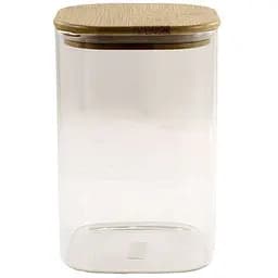 Банка для зберігання квадратна скляна Lumines з бамбуковою кришкою 10 x 18 см TS23017D