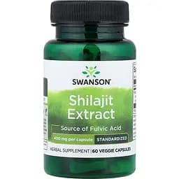 Екстракт шиладжиту Swanson Shilajit Extract Standardized 400 мг 60 веганських капсул