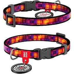 Нашийник для котів та дрібних порід собак Waudog Nylon Куби 3Д з QR паспортом XS 20-30x1 см