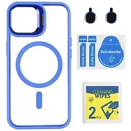 Чохол із підставкою MagSafe TPU PC Metal Stand Case and Camera Lenses Apple iPhone 15 Blue