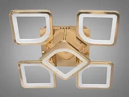 Стельова LED-люстра Diasha S8060/4+1G з пультом, золота, 72W, 3960 lm, квадратні акрилові плафони 42x42 см - мініатюра 4
