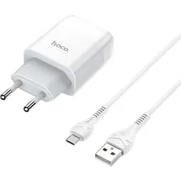 Зарядний пристрій Hoco C72A Glorious (1USB, 2.1А) White (6931474713001) + кабель MicroUSB