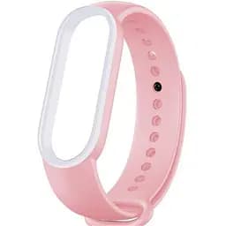 Ремінець Uwatch Double Color Replacement Silicone Band For Xiaomi Mi Band 5/6/7 Pink/White Line