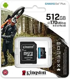 Карта памяти KINGSTON microSDXC Canvas Go Plus 512Gb Class 10 UHS-1 А2 V30 [SDCG3/512GB] + SD адаптер [53297] - мініатюра 7