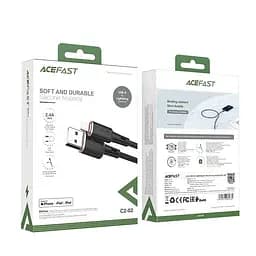 Кабель Acefast C2-02 USB to iP 2.4A 1.2 м silicone zinc connectors чорний - мініатюра 2