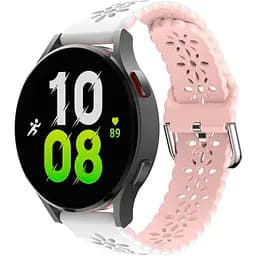Браслет Flower для Samsung Galaxy Watch Active 2 44mm - біло-рожевий ширина кріплення 20мм силікон Watchbands (W38-4WB57059729)