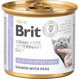 Вологий корм для котів Brit GF Veterinary Diet Cat Cans Gastrointestinal лосось та горох 200 г