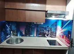 Кухонний фартух Швидкість для кухні наклейка ПВХ вогні нічного міста Синій 60х200 см Happy Pocket Z180515 - мініатюра 8