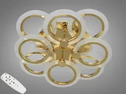 Золота LED люстра з пультом, диммером і кольоровою підсвіткою, 110W