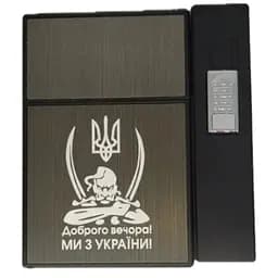 Портсигар на 20 сигарет с зажигалкой и электроприкуривателем HL-424 Black Brown Козак (15697)