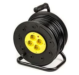 Удлинитель на катушке PowerPlant 50 м 3x2.5мм2 16А 4 морозостойкая розетка (JY-2002/50)