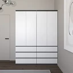 Шафа для одягу Vays зі штангою та полицями, 6 шухляд, комплект з 2 шаф R9+R16 Антрацит-Білий фасад