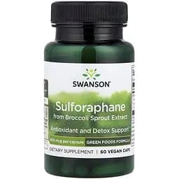 Сульфорафан Swanson Sulforaphane 400 mg, 60 вегакапсул на основі екстракту паростків броколі
