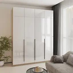 Шафа 4-дверна з антресоллю MebelStar Оскар Gloss BL-B, стандарт 200x52x260 см Дуб сонома/Білий (MBS-5548)