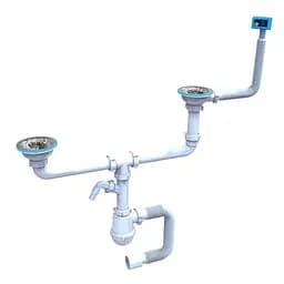 Сифон для спарених різнорівневих мийок Santehplast MDU-312S випуск 3 1/2" з переливом 30412