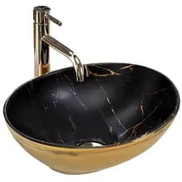 Умивальник Rea Sofia накладний gold marble black REA-U8012, Золотий