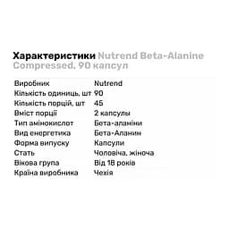 Амінокислота Nutrend Beta-Alanine Compressed, 90 капсул - мініатюра 3