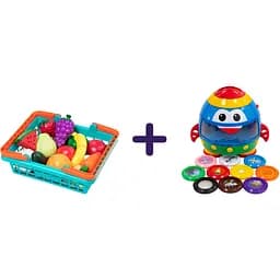 Набір: Ігровий набір Battat Овочі-фрукти на липучках 37 шт. + Інтерактивна іграшка Kiddi Smart Зореліт двомовна 