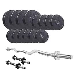 Набор Elitum Titan со штангой (W-образная) и гантелями 46 кг