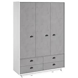 Шкаф Moreli Kuba FK-0006 с ящиками полками и штангой для одежды 1500х2100х500 мм Белый/Бетон Тефра