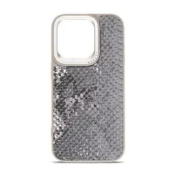 Кожаный чехол для Apple iPhone 14 Pro, Harder Snake Pattern, серый, термополіуретан ТПУ + экокожа с текстурой змеиной кожи, панель, защита корпуса, противоударный, микрофибра, рамка вокру камеры, защита всего корпуса, (ARM76810)