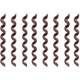 Набір ялинкових іграшок Спіраль Devilon 8 шт 20 см шоколадний гліттер пластик (250379)