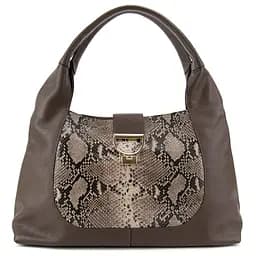 Женская вместительная кожаная сумка на плече с вставкой рептилияTavinchi CH-555DB-R