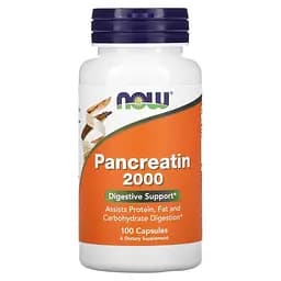 Пробіотики і пребіотики NOW Pancreatin 2000 mcg, 100 капсул