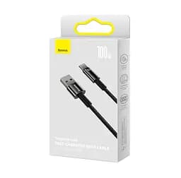 Кабель Baseus Tungsten Gold Fast Charging Data Cable USB to Type-C 100W 2 м Чорний - мініатюра 2