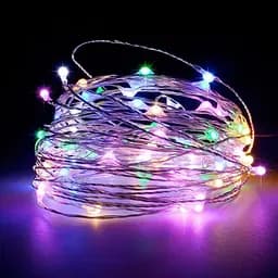 Гірлянда Роса Нитка 100 LED на батарейках 10 м Різнокольоровий - мініатюра 2