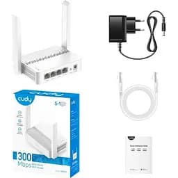 Маршрутизатор Cudy WR300, N300 Wi-Fi Router, 802.11b/g/n,300Mbps, 2.4GHz, 4 × 10/100Mbps Ports, 2 × (WR300)