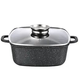Кастрюля квадратная Gusto покрытие MARBLE (24x10 cм) 4.4 л серая (146306)