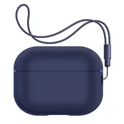Силіконовий чохол для навушників Apple AirPods Pro 2 2022, Silicone Case with straps, синій, захисний чохол з ремінцем, ультратонкий і легкий, повний захист, з підвіскою, м"який силікон, ArmorStandart (ARM68609)