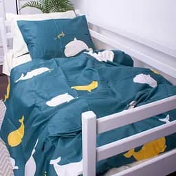 Пододеяльник на молнии MirSon Kids Time 22-1219 Whale, сатин, 210х143 см, темно-зеленый