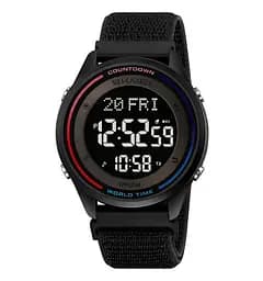 Годинник чоловічий наручний спортивний Skmei 2412 з нейлоновим ремінцем на липучці (Чорний)