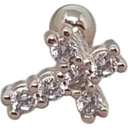 Золота сережка для пірсингу хелікса Ірій Хрестик з фіанітами. З40102ШТ