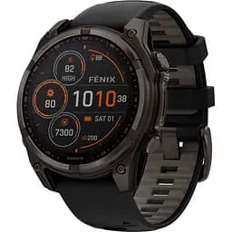 Смарт-годинник Garmin Fenix 8 Solar Sapphire 47mm Carbon Gray DLC Titanium with Black/Pebble Gray Silicone Band (010-02906-11) [115067]