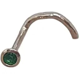 Золота сережка-пірсинг Dear в ніс Dear з фіанітом. 1024.1 Зелений