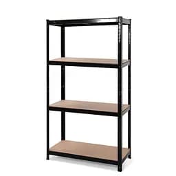 Стеллаж металлический 100x80x40 см ЧЕРНЫЙ 4 полки MДФ (5 мм) БОНА-ПРО